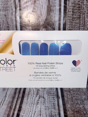 Strobe Lights Color Street Nail Polish Strips Retired Shimmer Blue Polish